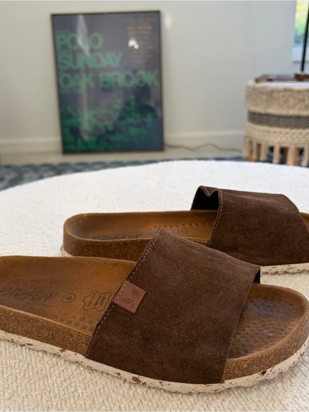 Biostep Brown Suede Slide Sandals